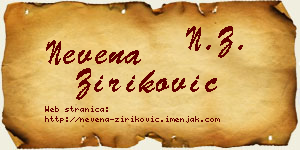 Nevena Ziriković vizit kartica